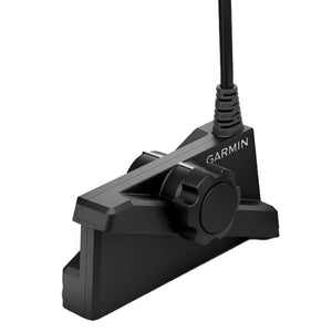 Garmin LiveScope Plus LVS34-IF ice fishing transducer with flexible design and connection cable for enhanced sonar imaging.