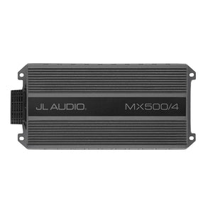 JL Audio MX500/4 500w 4-channel full-range amplifier with durable cast aluminum chassis and water-resistant design.