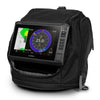 Garmin ECHOMAP UHD2 73sv Ice Bundle with display, portable black carrying case for ice fishing.