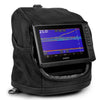 Garmin ECHOMAP UHD2 73sv ice bundle in a portable carrying case, featuring a bright touchscreen display.