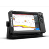 Lowrance Eagle Eye 9 Live transducer display showing sonar imaging with detailed underwater view and user interface.