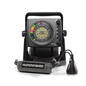 Humminbird ICE-45 Flasher with LCD depth readout and fiber optic displays for ice fishing, model 407030-1.