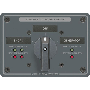 Blue Sea AC Rotary Switch Panel 65AMP - 2 Positions + OFF - 4 Pole