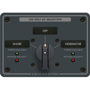 Blue Sea 8367 AC Rotary Switch Panel 30 Ampere 2 Positions + OFF, 2 Pole