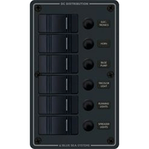 Blue Sea 8373 Water Resistant 6 Position - Black - Vertical Mount Panel