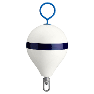 Polyform Mooring Buoy w/Iron 13.5" Diameter - White Blue Stripe