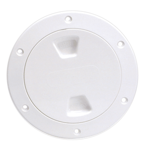 Beckson 4" Smooth Center Screw-Out Deck Plate - White