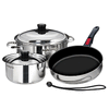 Magma Nesting 7-Piece Induction Compatible Cookware - Stainless Steel Exterior & Slate Black Ceramica Non-Stick Interior