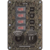 Blue Sea 4324 Circuit Breaker Switch Panel 4 Postion - Camo w/12V Socket & Dual USB