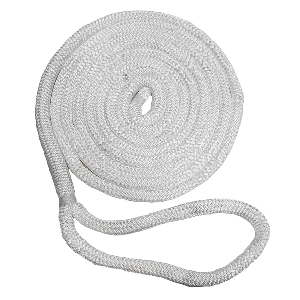 New England Ropes 5/8" x 15' Nylon Double Braid Dock Line - White