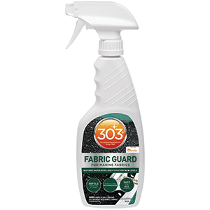 303 Marine Fabric Guard with Trigger Sprayer, 16oz, enhances water repellency and stain protection for marine fabrics.