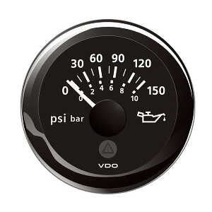 Veratron 52MM (2-1/16") ViewLine Oil Pressure Indicator 0 to 150 PSI - Black Dial & Round Bezel