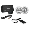 Boss Audio ASK902B.6 Package w/4-Channel Bluetooth Amplifier w/Remote, 2 MR6W 6.5" White Speakers, USB/AUX Input & Waterproof Case