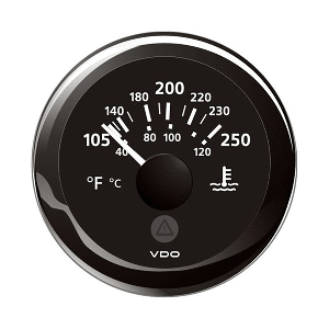 Veratron 52MM (2-1/16") ViewLine Water Temperature Gauge - 100-250°F - Black Dial & Bezel